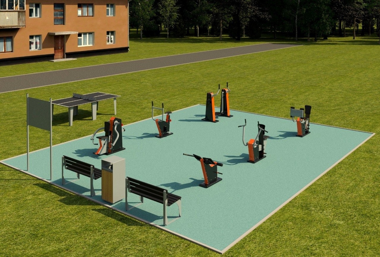 Спортивная площадка №2 (тренажеры + теннисный стол)